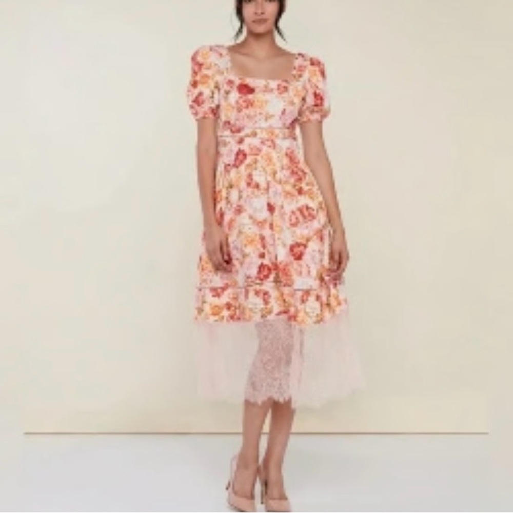 Rachel Parcell Puff Sleeve Lace Trim Midi Dress – Pink Floral – Size 0
NWT